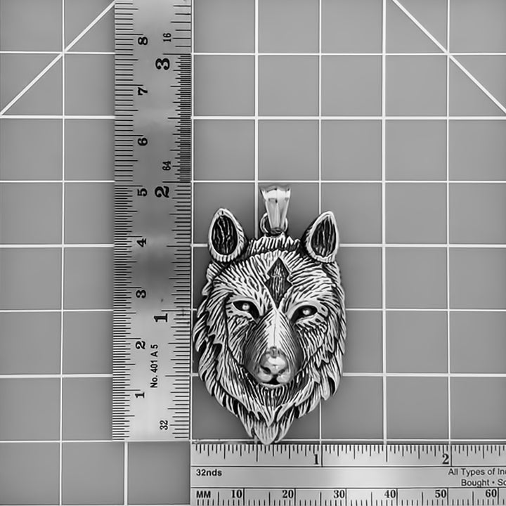 Viking Fenrir Wolf Head Stainless Steel Pendant Necklace Norse American