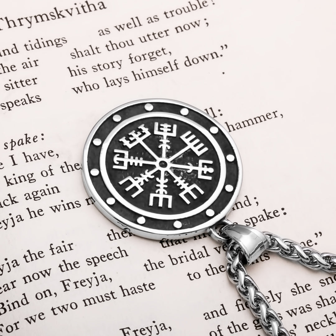 Viking Vegvisir Compass Stainless Steel Pendant Necklace Norse American