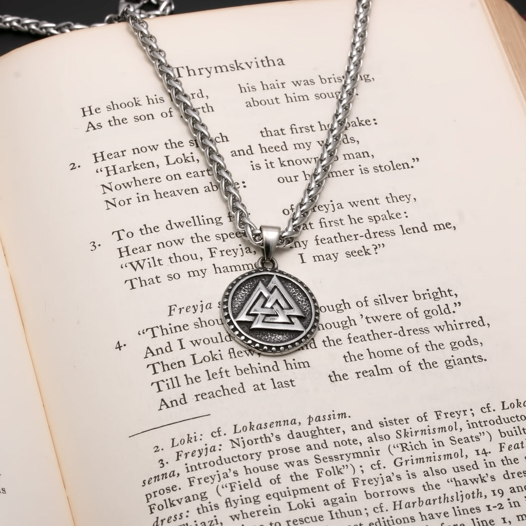 Viking Valknut Stainless Steel Pendant Necklace Norse American