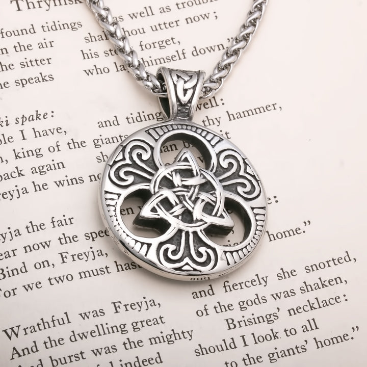 Viking Celtic Trinity Knot Medallion Stainless Steel Pendant Necklace Norse American