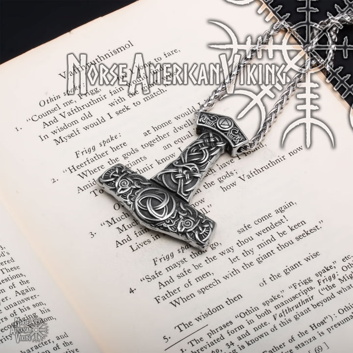 Viking Mjolnir Thor's Hammer Trinity Stainless Steel Pendant Necklace