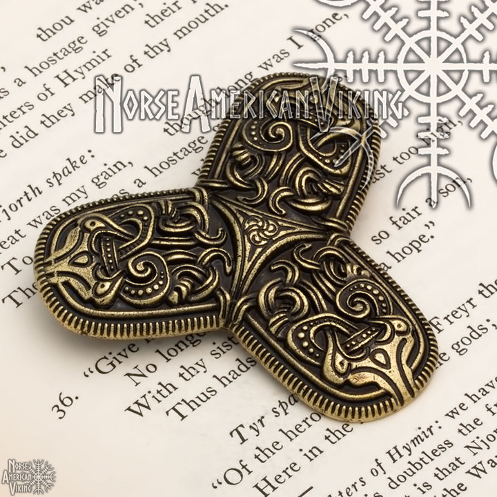 Viking Broa Raven Triskele Tri-Point Brooch