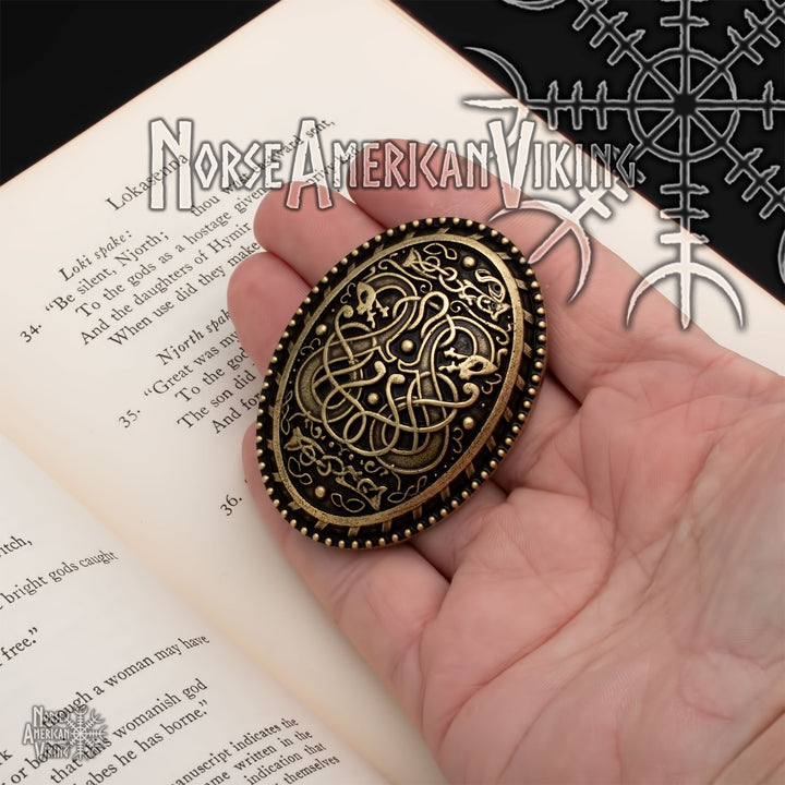 Viking Dragon Broa Oval Tortoise Brooch