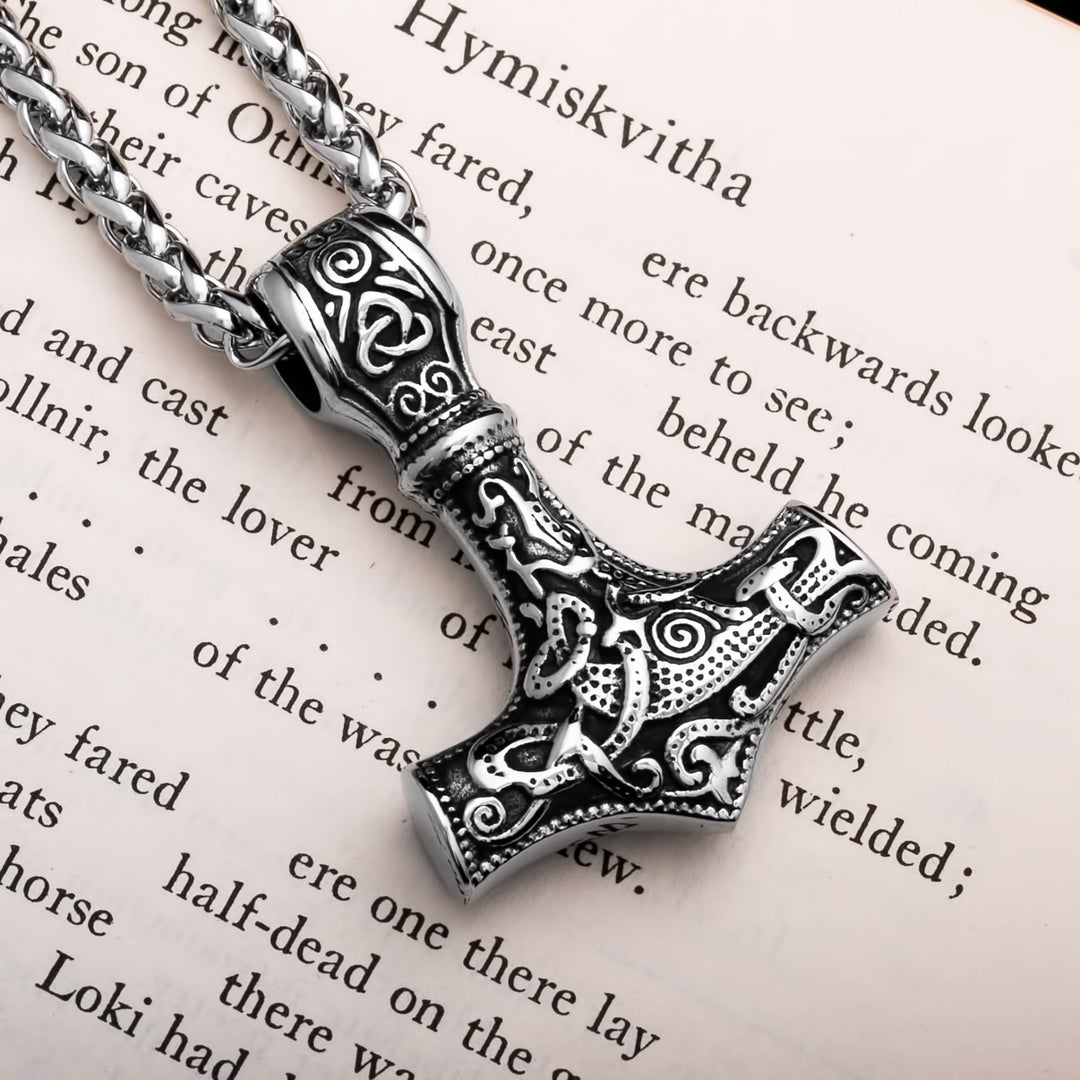 Viking Mjolnir Thor's Hammer Stainless Steel Pendant Necklace Norse American