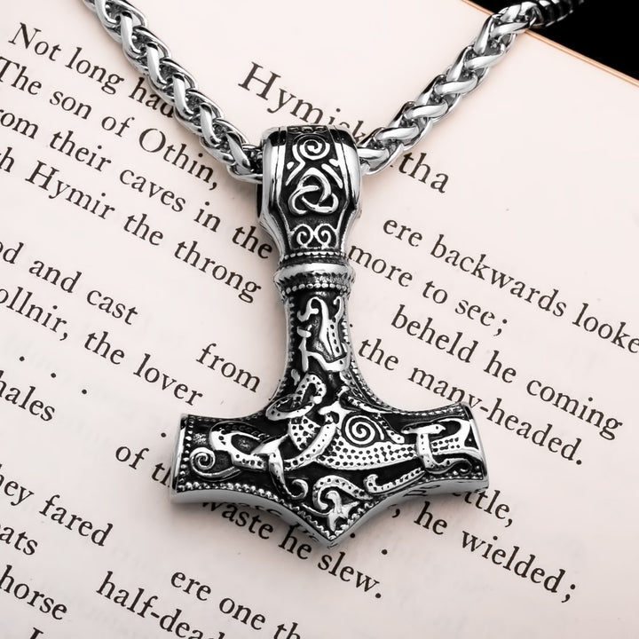 Viking Mjolnir Thor's Hammer Stainless Steel Pendant Necklace Norse American