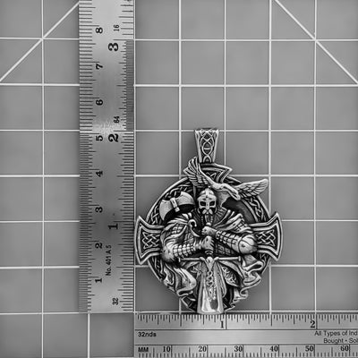 Viking Odin Warrior Raven Shield Stainless Steel Pendant Necklace Norse American