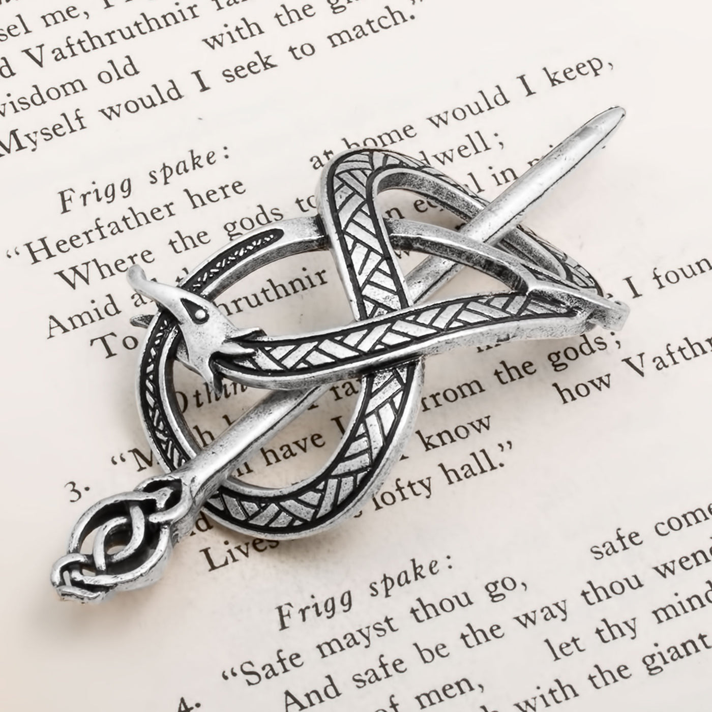 Viking Norse Dragon Infinity Knot Hair Pin Silver American