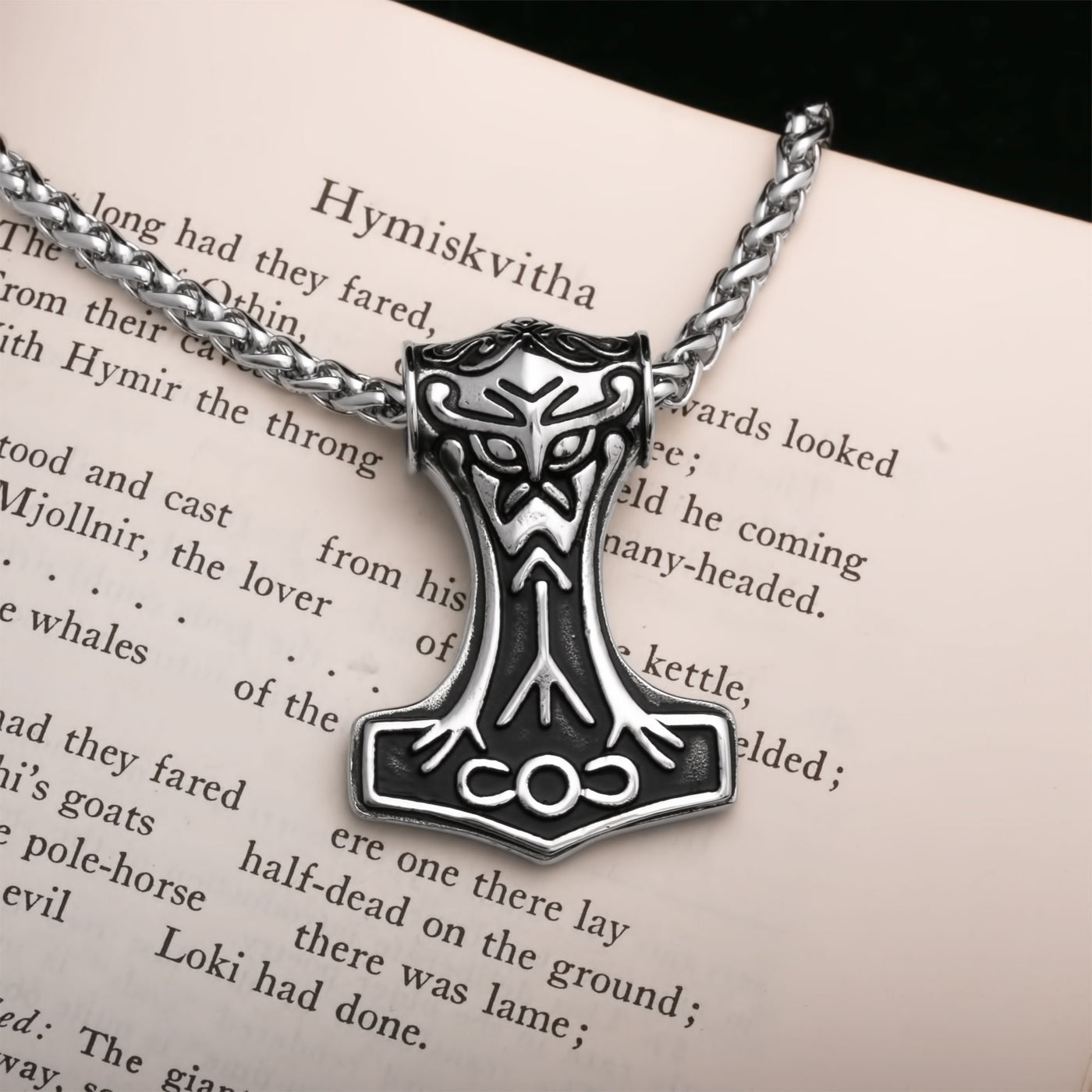 Viking Mjolnir Thor's Hammer Stainless Steel Pendant Necklace Large Norse American