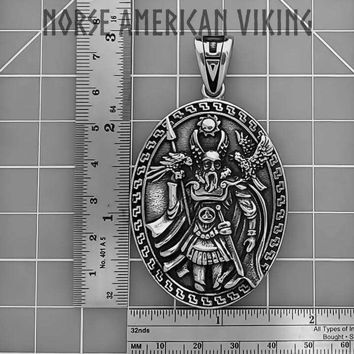 Viking Odin Medallion Stainless Steel Pendant Necklace Norse American