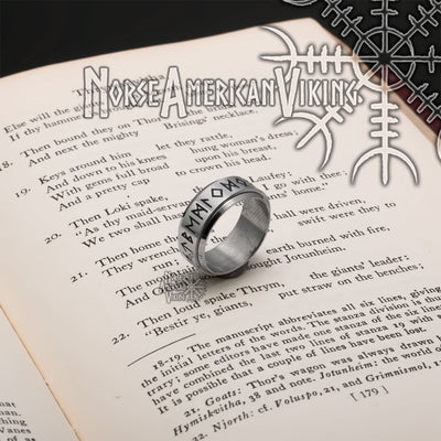 Viking Elder Futhark Rune Spinner Ring Norse American