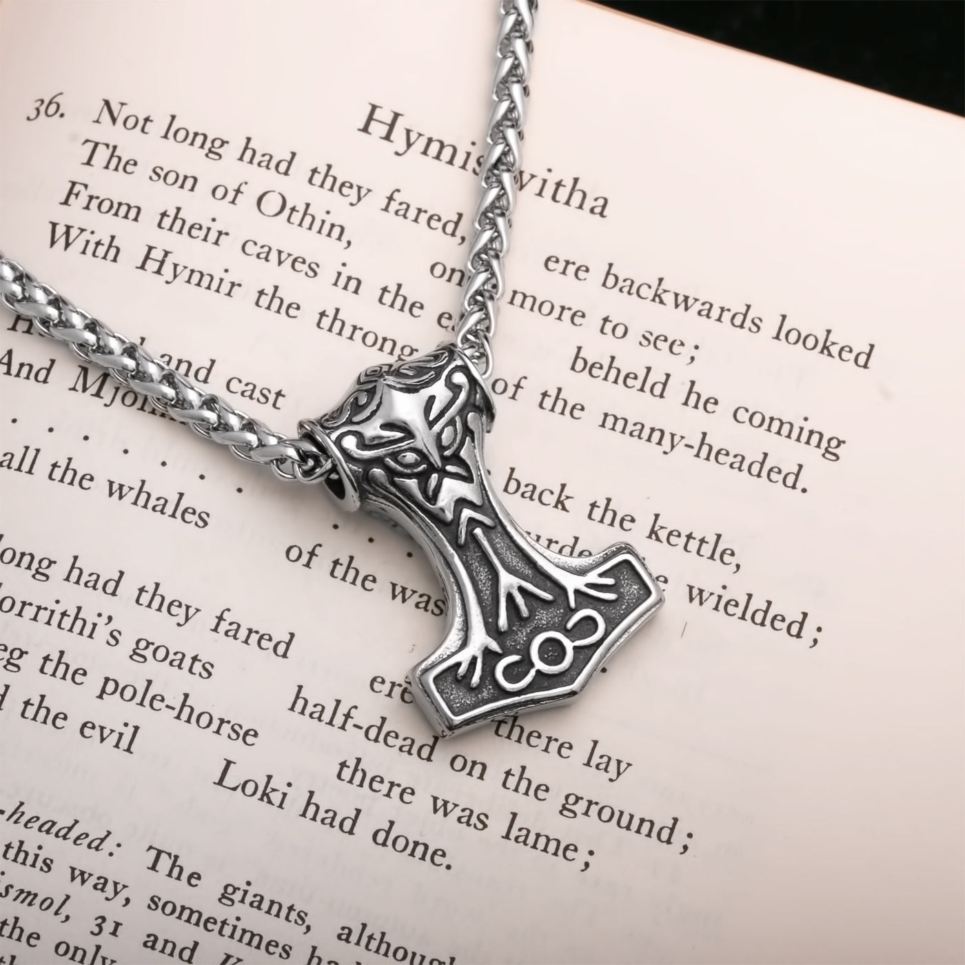 Viking Mjolnir Thor's Hammer Stainless Steel Pendant Necklace Small Norse American