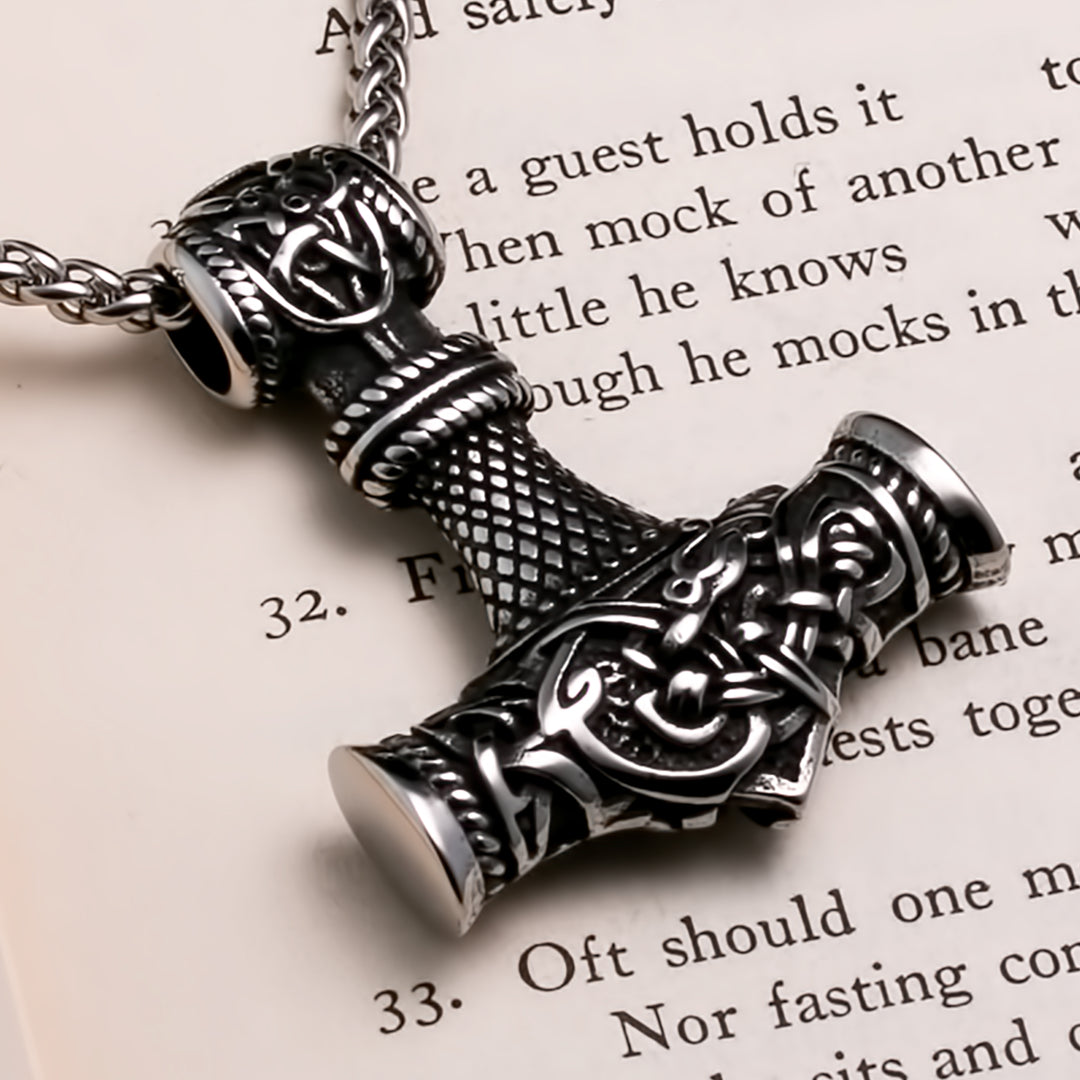 Viking Mjolnir Thor's Hammer Stainless Steel Pendant Necklace Norse American