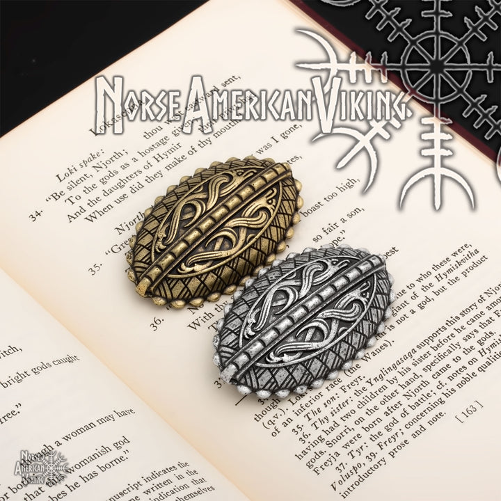 Viking Raven Oval Tortoise Brooch