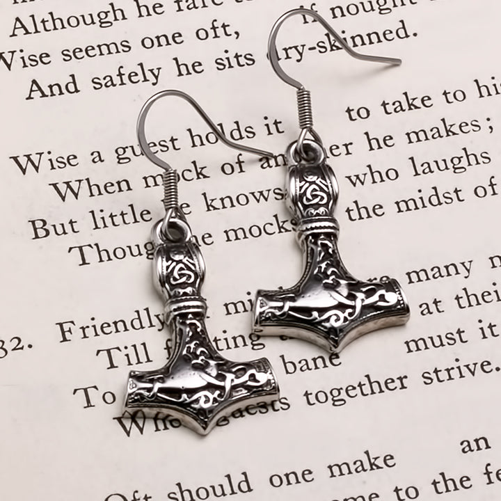 Viking Mjolnir Thor's Hammer Earrings Stainless Steel Norse American