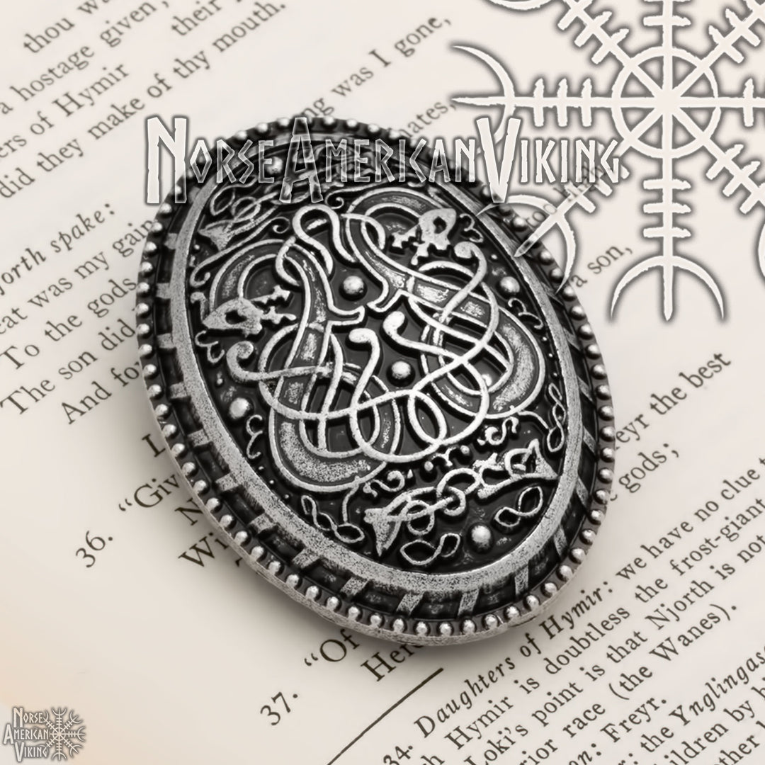 Viking Dragon Broa Oval Tortoise Brooch