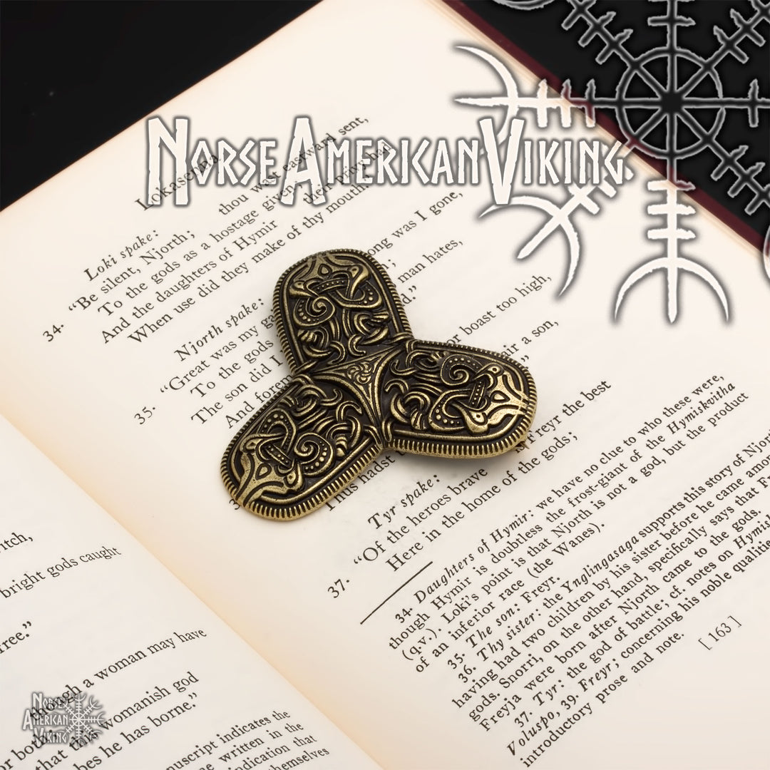 Viking Broa Raven Triskele Tri-Point Brooch