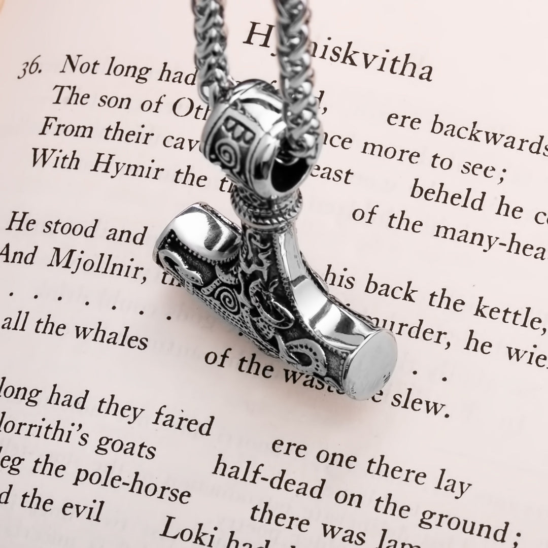 Viking Mjolnir Thor's Hammer Stainless Steel Pendant Necklace Norse American