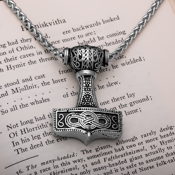 Viking Mjolnir Thor's Hammer Infinity Knot Stainless Steel Pendant Necklace Norse American