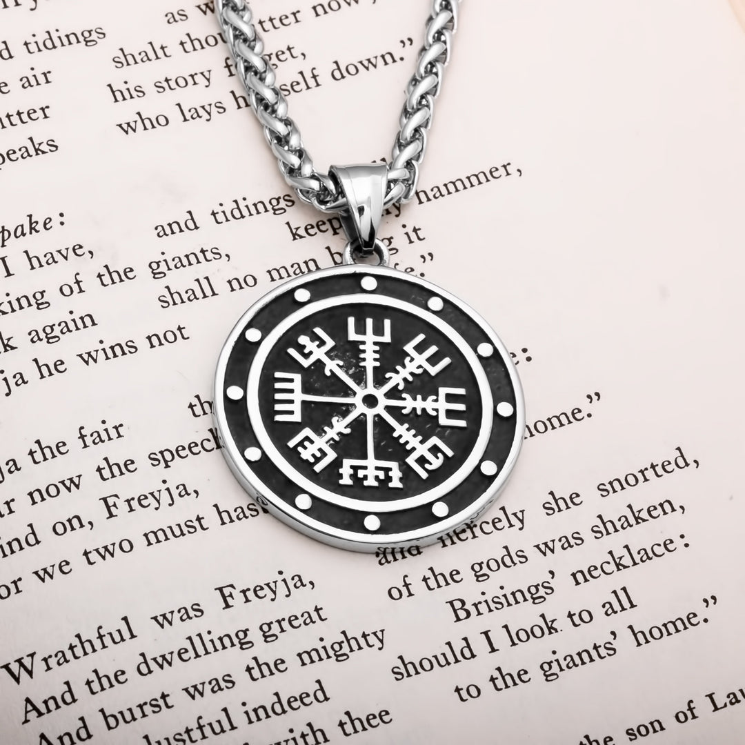 Viking Vegvisir Compass Stainless Steel Pendant Necklace Norse American