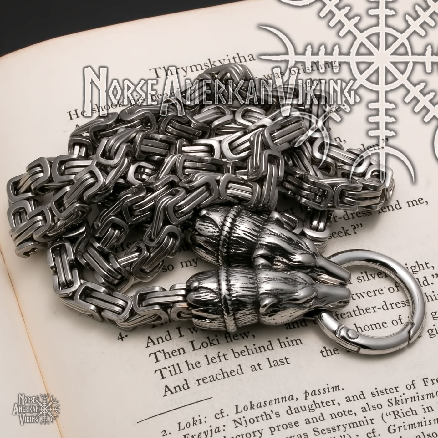 Viking King Bear Byzantine Necklace Stainless Steel Norse American