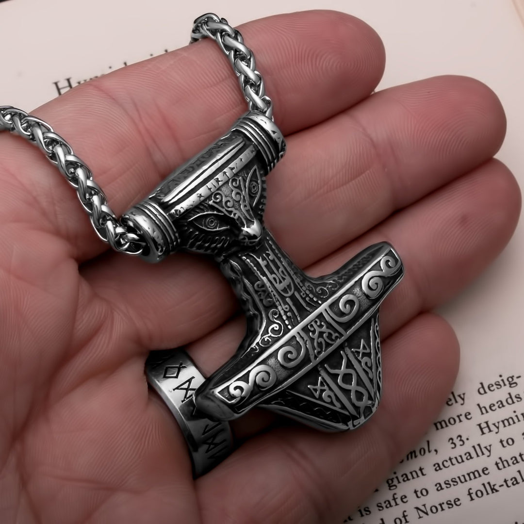 Viking Mjolnir Thor's Hammer Stainless Steel Pendant Necklace Norse American