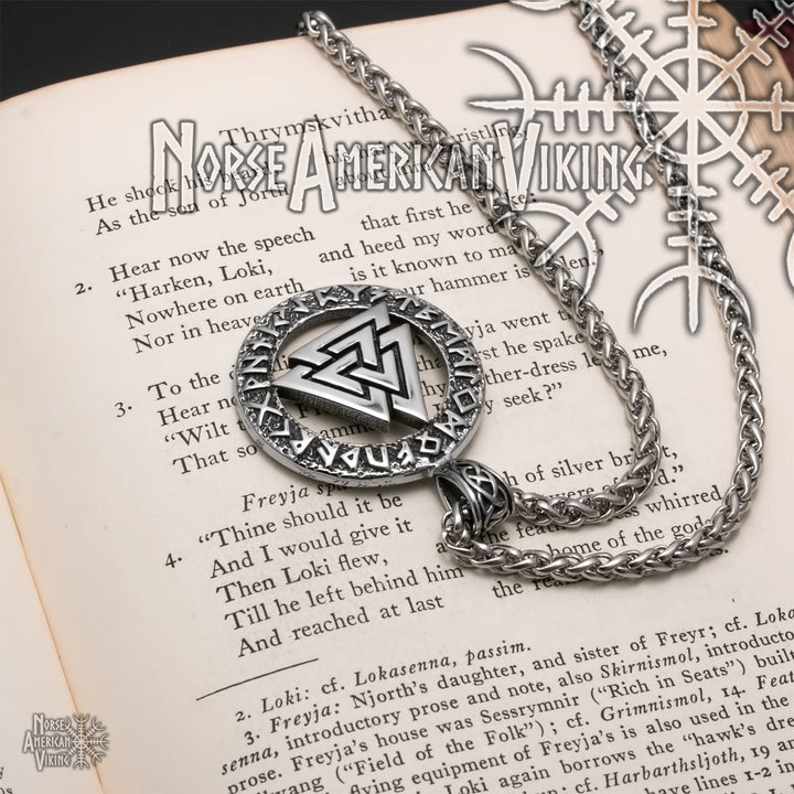 Viking Valknut Slain Warrior Knot Rune Stainless Steel Pendant Necklace Norse American