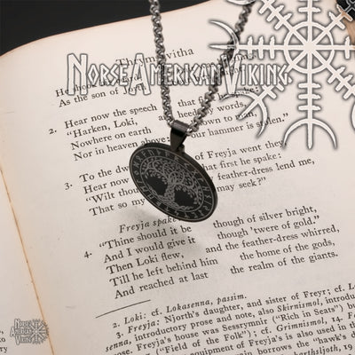 Viking Yggdrasil World Tree Rune Stainless Steel Pendant Necklace Norse American
