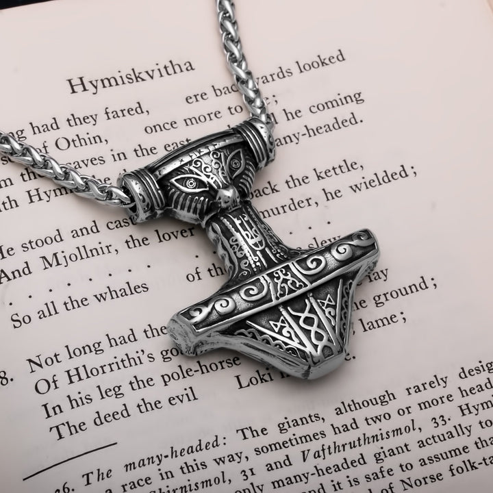 Viking Mjolnir Thor's Hammer Stainless Steel Pendant Necklace Norse American