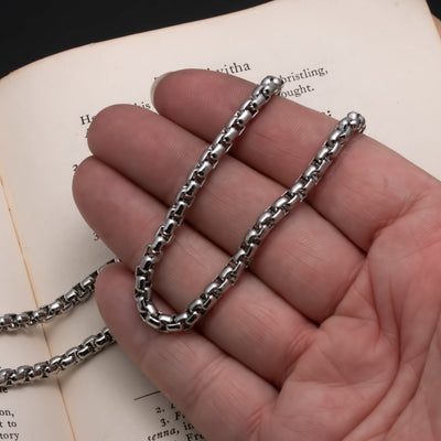 4.5mm Rounded Box Chain 316L Stainless Steel Norse American Viking