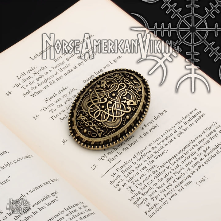 Viking Dragon Broa Oval Tortoise Brooch