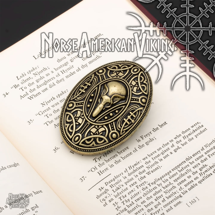 Viking Raven Skull Tortoise Brooch