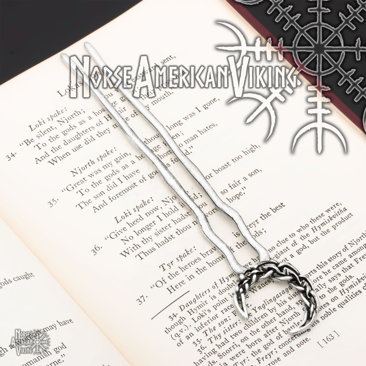 Viking Celtic Crescent Moon Knot Hair Stick