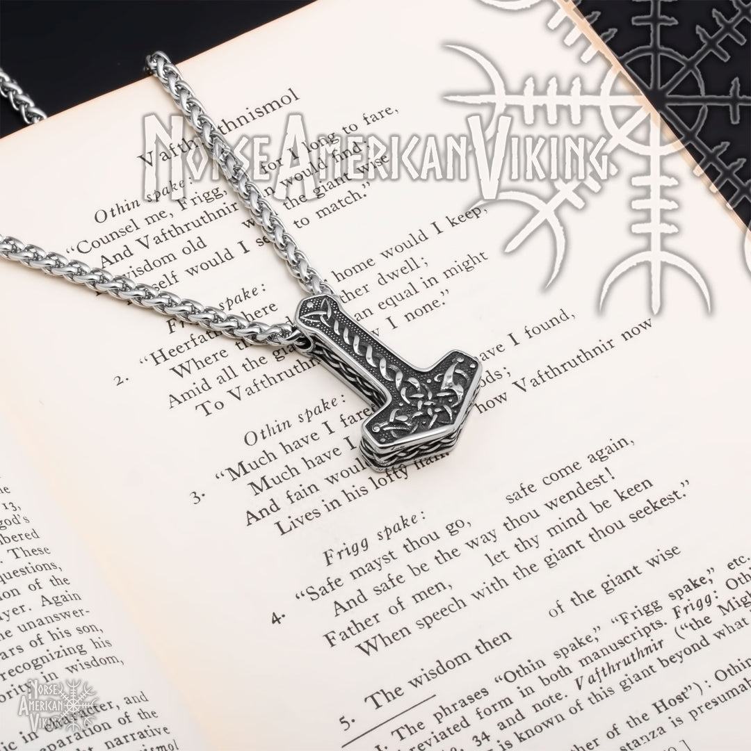 Viking Mjolnir Thor's Hammer Stainless Steel Pendant Necklace Norse American