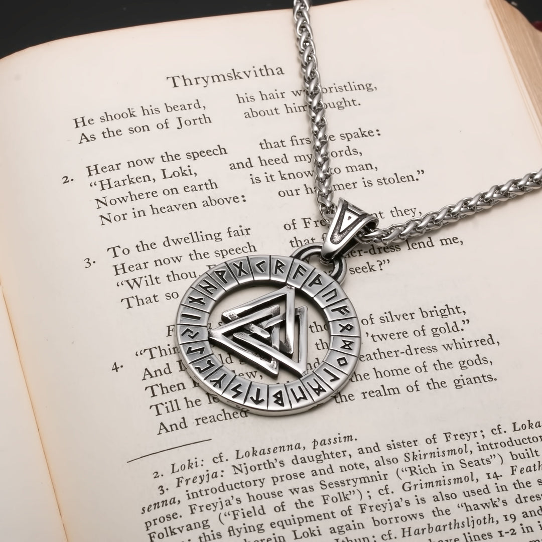 Viking Valknut Slain Warrior Knot Rune Stainless Steel Pendant Necklace