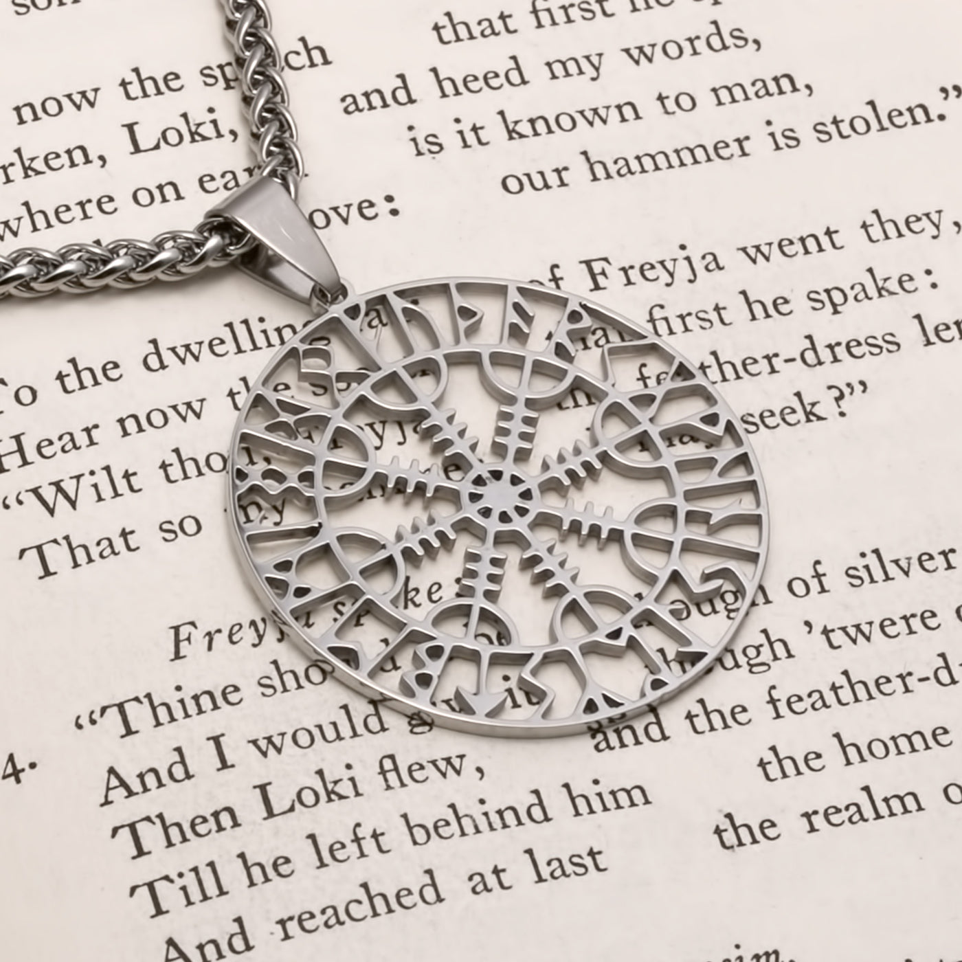 Viking Helm of Awe Rune Stainless Steel Pendant Necklace Norse American