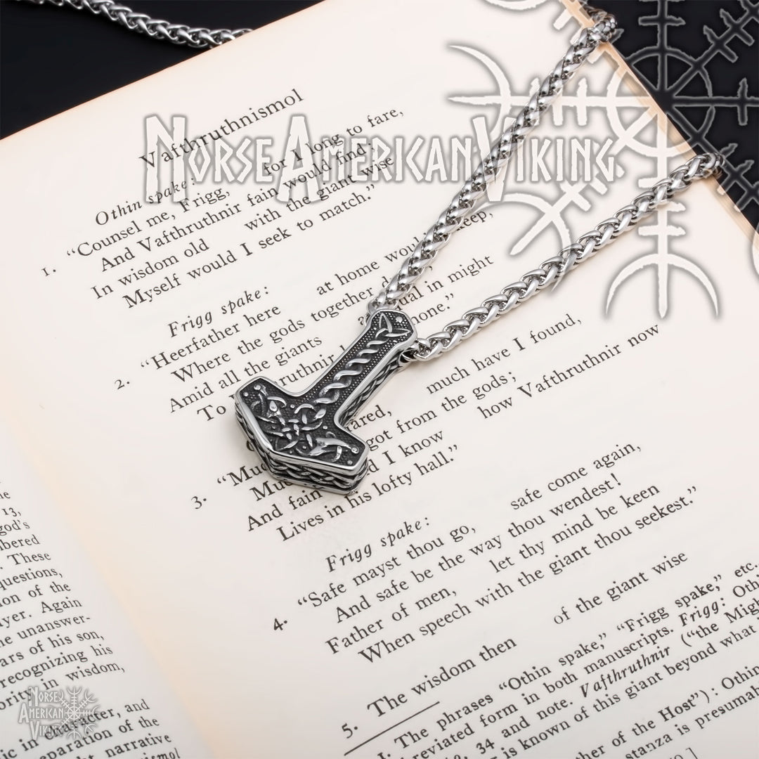 Viking Mjolnir Thor's Hammer Stainless Steel Pendant Necklace Norse American