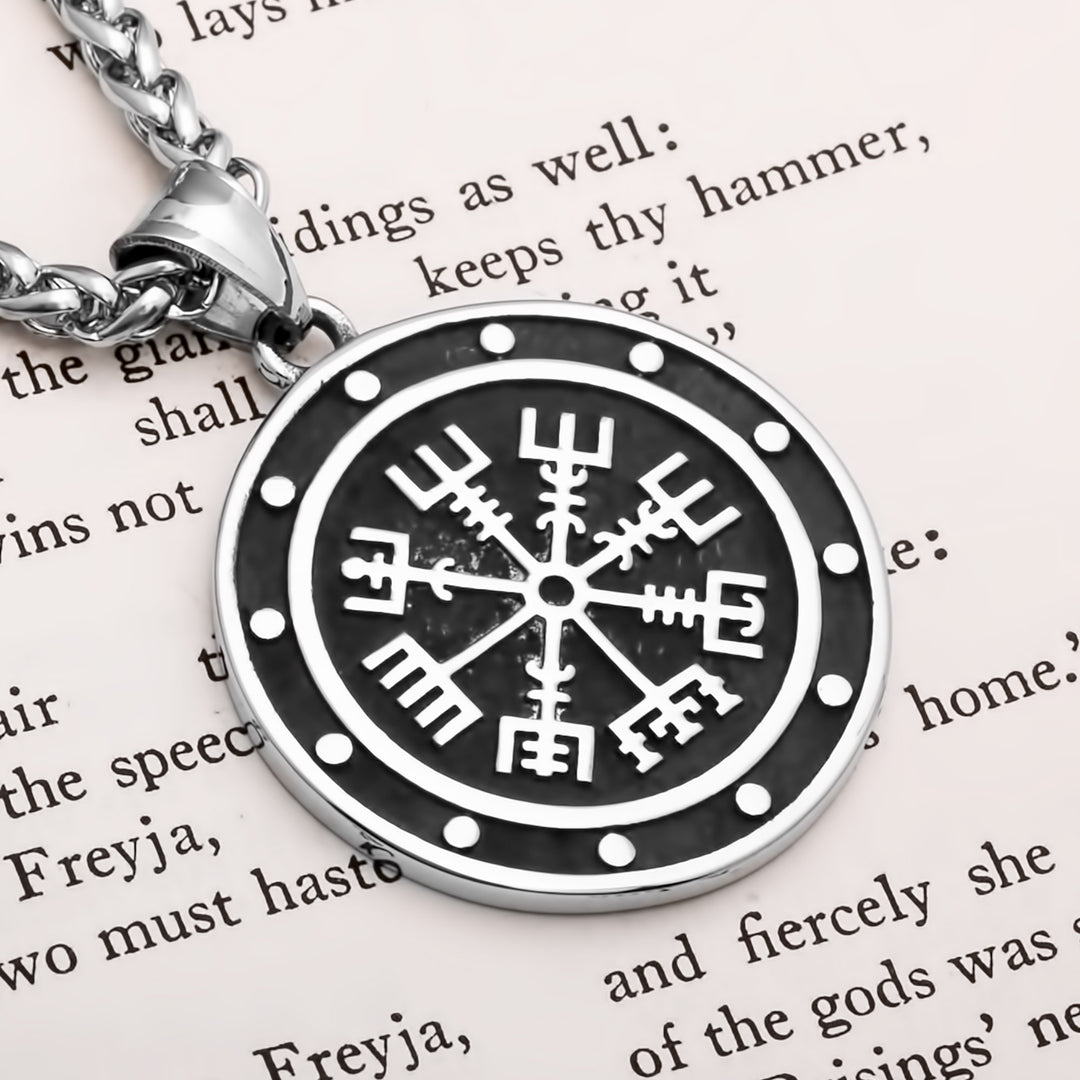 Viking Vegvisir Compass Stainless Steel Pendant Necklace Norse American