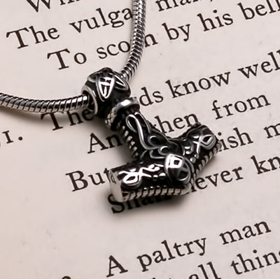 Viking Mjolnir Thor's Hammer Mini Stainless Steel Pendant Necklace 20 inches Norse American