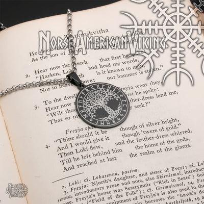 Viking Yggdrasil World Tree Rune Stainless Steel Pendant Necklace Norse American