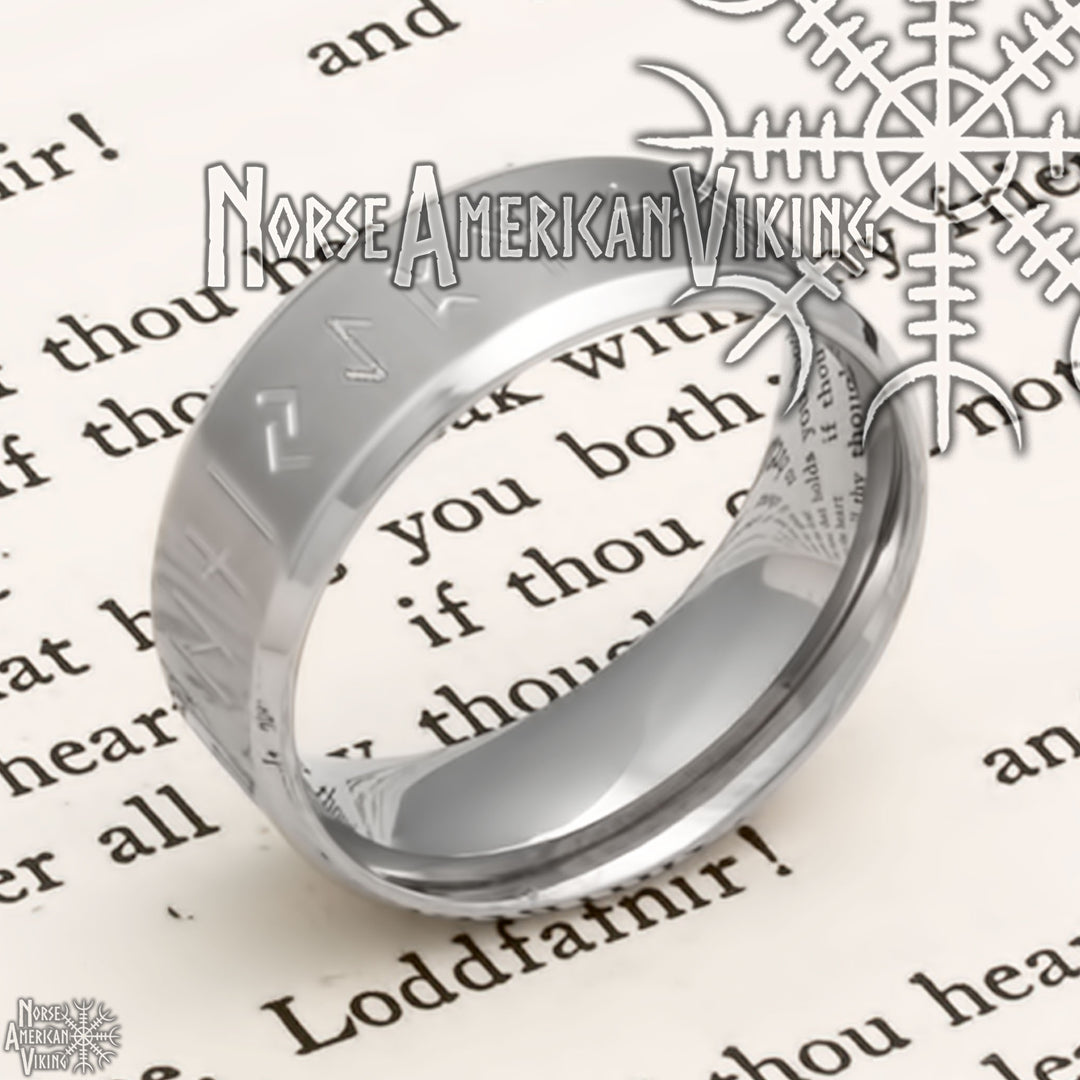 Viking Elder Futhark Rune Ring 8mm Band 316L Stainless Steel