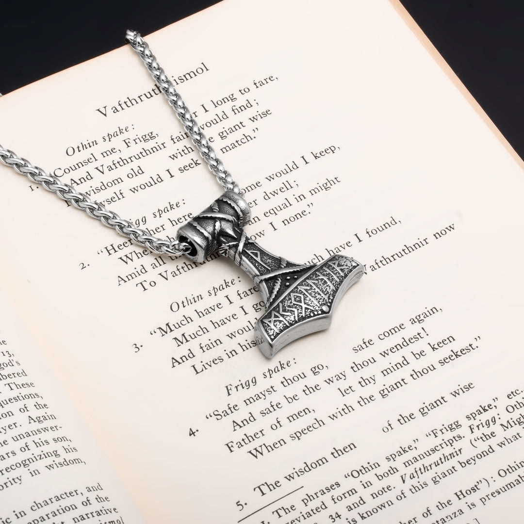 Viking Mjolnir Thor's Hammer Stainless Steel Pendant Necklace Norse American