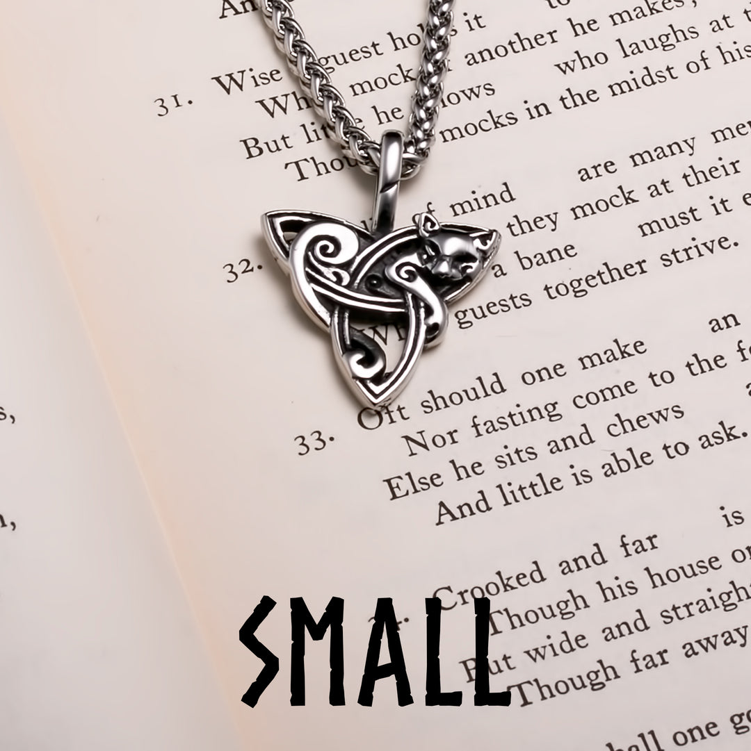 Viking Trinity Freya's Cat Small Stainless Steel Pendant Necklace