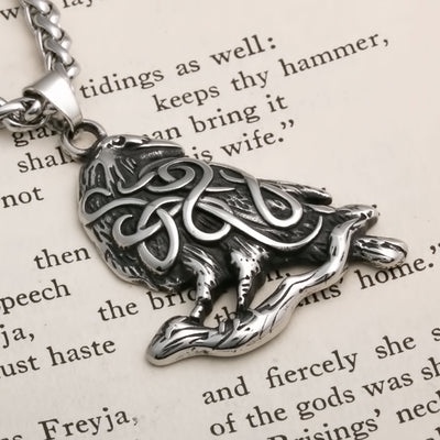 Viking Raven Norse Knots Stainless Steel Pendant Necklace American