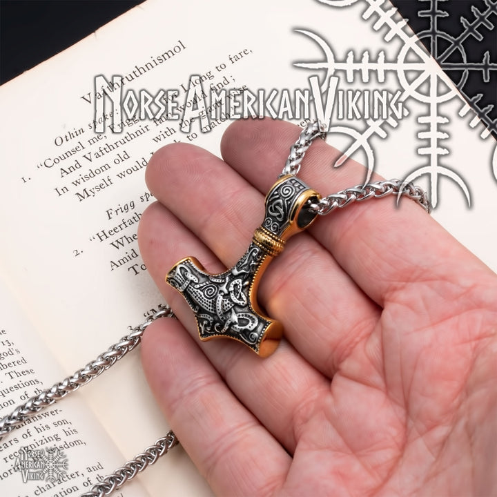 Viking Mjolnir Thor's Hammer Stainless Steel Pendant Necklace