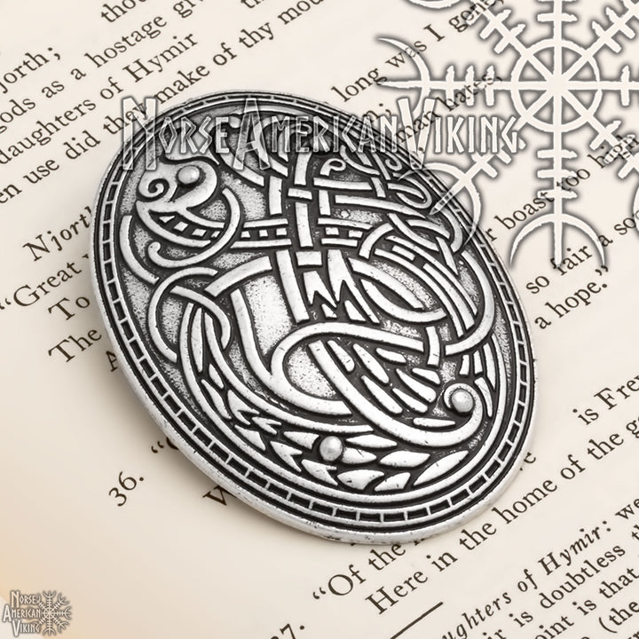 Viking Dragon Broa Oval Tortoise Brooch