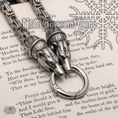 Viking King Bear Byzantine Necklace Stainless Steel Norse American