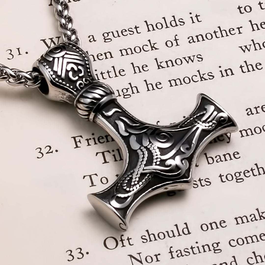 Viking Mjolnir Thor's Hammer Stainless Steel Pendant Necklace Norse American