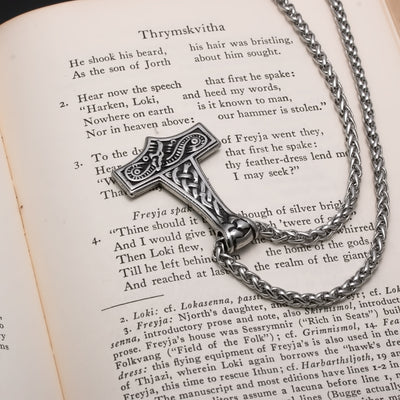 Viking Mjolnir Thor's Midgard Serpent Stainless Steel Pendant Necklace Norse American