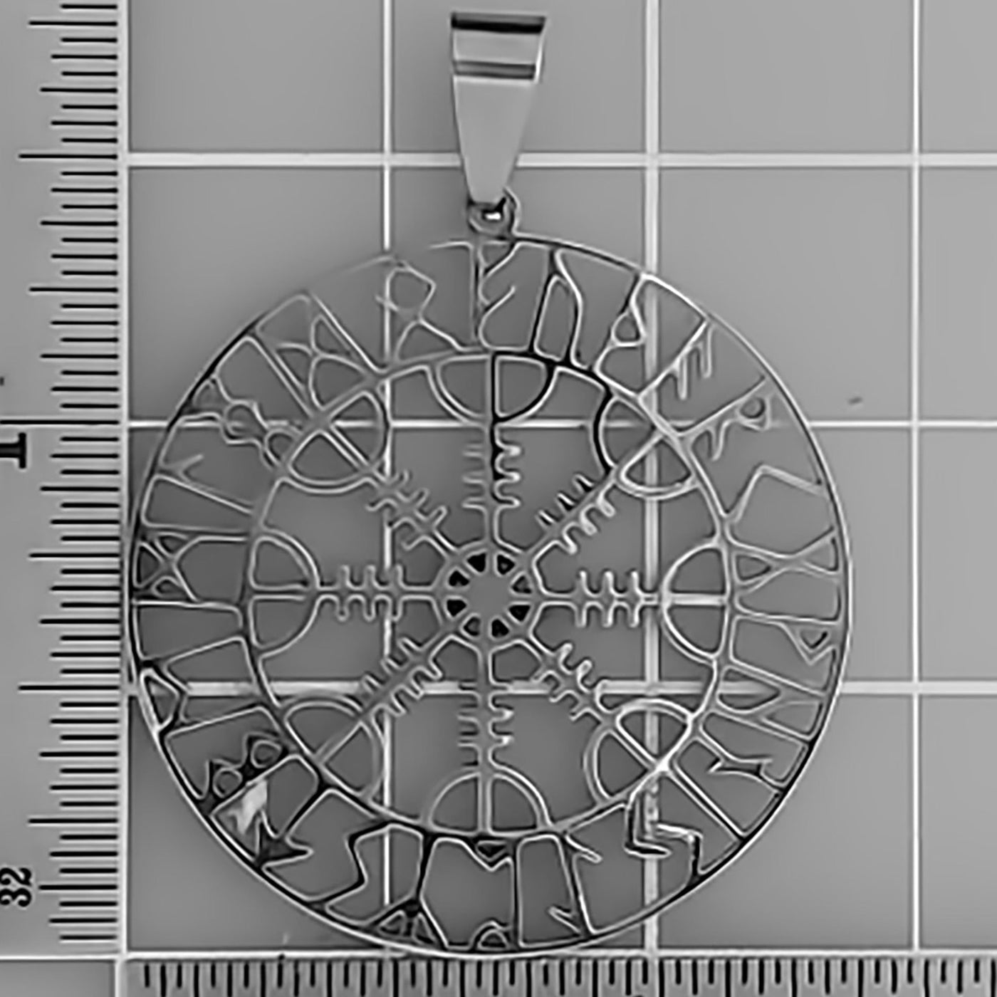 Viking Helm of Awe Rune Stainless Steel Pendant Necklace Norse American