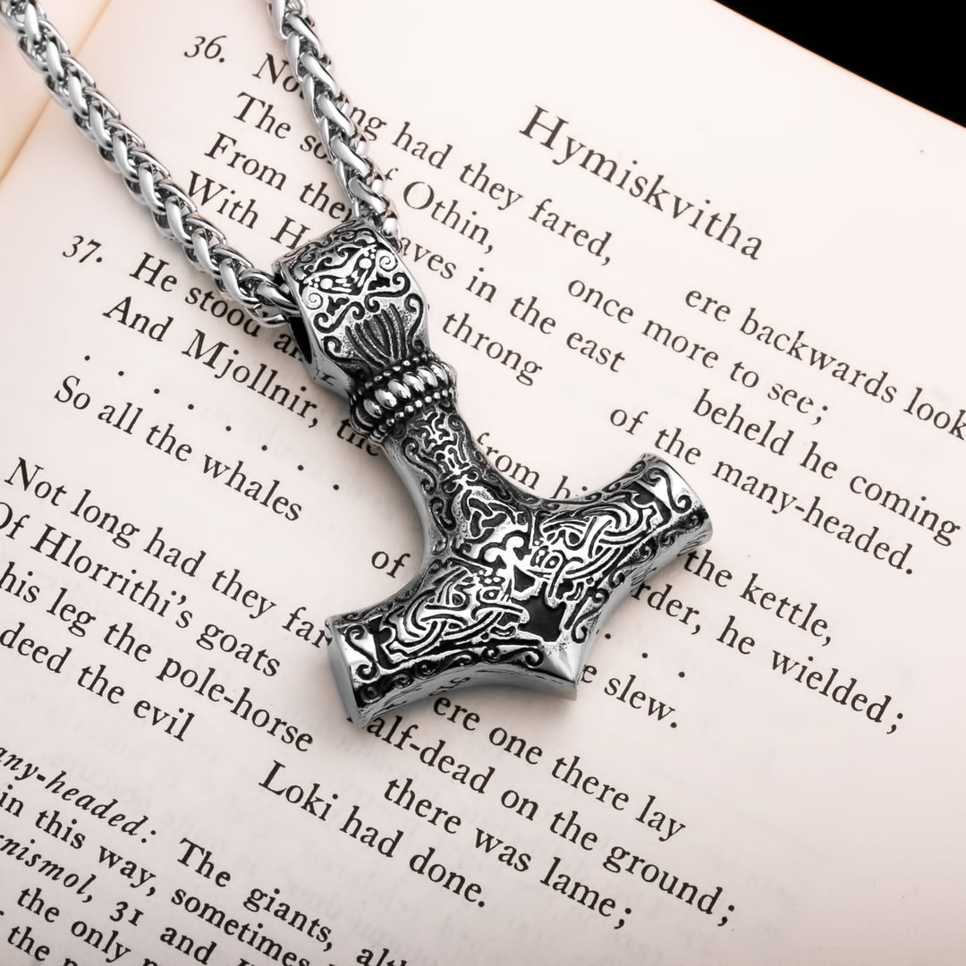 Viking Mjolnir Thor's Hammer Stainless Steel Pendant Necklace Norse American